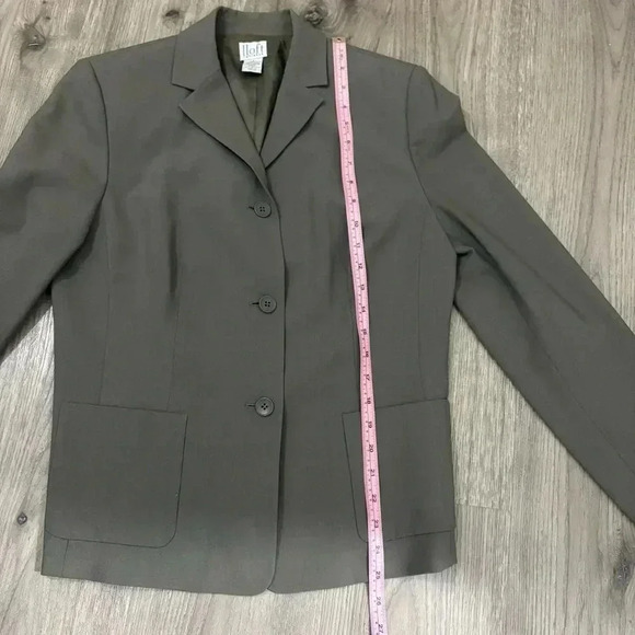 Ann Taylor Loft Stretch Women’s Wool Blend Blazer Jacket Green Gray Lined Career - Picture 6 of 13